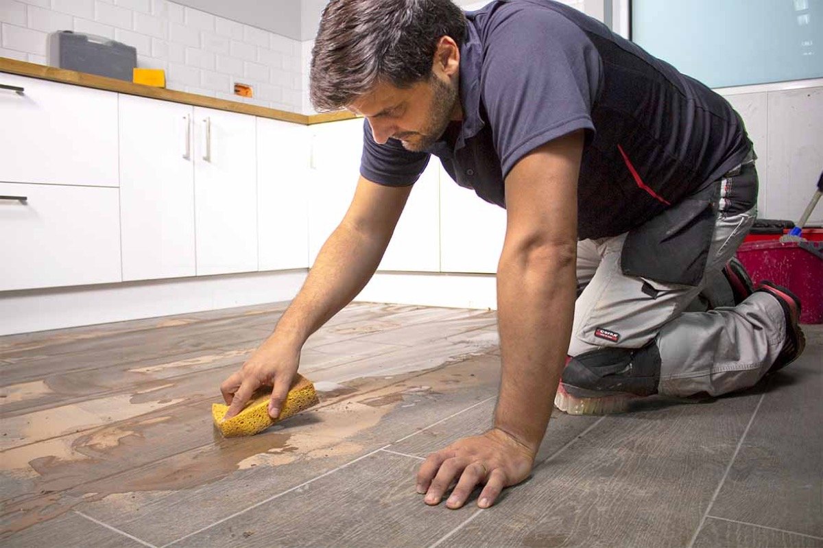 Prepared tile and grout restoration work